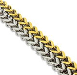 Mens Bracelet 2 Row Franco Link Two Tone Plated Stainless Steel 12mm Hip Hop