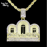 Last Supper CZ Iced Pendant 14k Gold Plated Rope Chain Hip Hop Necklace