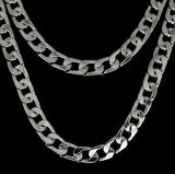 2pc Cuban Link Set 9mm Chains 24" 30" Silver Plated Hip Hop Mens Necklaces