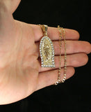 Guadalupe 14k Gold Plated Cubic Zirconia Pendant 3mm 20" Figaro Necklace Chain