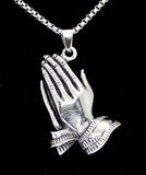 Praying Hands Pendant 24" Box Stainless Steel Necklace Mens Hip Hop Jewelry