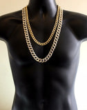 2pc Set 24" 30" CZ Cuban Link Chains 14k Gold Plated Hip Hop Necklaces