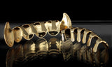 4 pc Fangs Grillz Gold & Silver Plated Set Top Bottom Teeth w/Molds Hip Hop