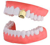 Custom Fit 14k Gold Plated Top & Bottom Grillz Caps + 2 Single Teeth Set Grill