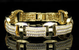 Men's Luxury Style Bracelet 14k Gold Plated Cz Stones 8.5" inch Hip Hop