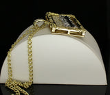 Two Tone XL Last Supper CZ Pendant 14k Gold Plated 24" Rope Hip Hop Necklace