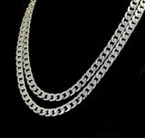 2pc Choker Set Cuban Link Chain 7mm Silver Plated Hip Hop 16" 18" Necklaces