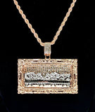 Two Tone XL Last Supper CZ Pendant 14k Rose Gold Plated 24" Rope HipHop Necklace