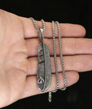 Feather Pendant Necklace Set Stainless Steel 24" Box Chain