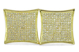 Mens XL Flat Screen 25mm Gold Plated Micro Pave CZ Hip Hop Screw Back Earrings