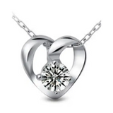 Womens Heart Shaped CZ Pendant Stainless Steel Box Chain 18" Necklace Gift