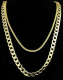 2pc Set 24" 30" Cuban/Franco Chains 14k Gold Plated Hip Hop Necklaces