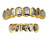 Two Tone Plated Cut Design Custom Fit 8 Teeth Top 6 Bottom Grillz Hip Hop Grill
