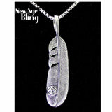 Feather Pendant Necklace Set Stainless Steel 24" Box Chain