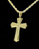 Padre Nuestro Cross Pendant 14k Gold Plated 24" Rope Chain Hip Hop Necklace
