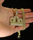 Last Supper CZ Iced Pendant 14k Gold Plated Rope Chain Hip Hop Necklace