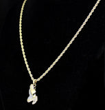 14k Gold Plated Praying Hands CZ Pendant 24" Rope Chain Hip Hop Necklace