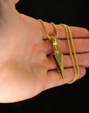 Arrow Head Pendant Necklace 18k Gold Plated Men Women 24" Round Box Chain