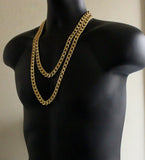 2pc Set 24" 30" Cuban Link Chains 14k Gold Plated Hip Hop 12mm Necklaces