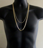 2pc Set 24" 30" Cuban/Rope Chains 14k Gold Plated Hip Hop Necklaces