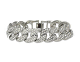Mens's Miami Cuban Link Icy Cz Bracelet 14k White Gold Plated 8 inches Hip Hop