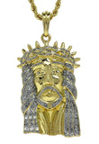 14k Gold Plated Large Jesus Piece Cz Pendant 24" Rope Chain Hip Hop Necklace