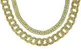 Mens 2pc Chain Set 30" Cuban + 2 Row 14k Gold Plated Hip Hop Cz Iced Necklaces