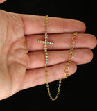 Womens Cz Cross Anklet 18k Gold Plated 8 inch - 12 inch Adjustable