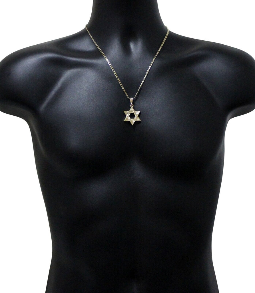 Mens Stainless Steel 6 Point Star Hexagram Star Of David Pendant