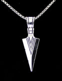 Arrow Head Silver Plated Pendant Necklace 24" Round Box Stainless Steel Chain
