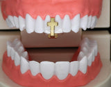Cross Gap Grillz Tooth Hip Hop 14k Gold Plated Upper Top or Lower Grill + Mold