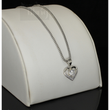 Womens Heart Pendant Stainless Steel Box Chain Necklace Cubic Zirconia Jewelry