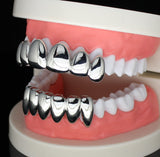 Custom Fit Silver Plated Joker Teeth Grillz Caps Top & Bottom Set Hip Hop