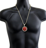 Basketball CZ Pendant 14k Gold Plated 24" Rope Necklace Hip Hop Fashion