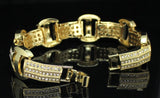 Men's Luxury Style Bracelet 14k Gold Plated Cz Stones 8.5" inch Hip Hop