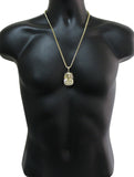 Pharaoh Head Pendant 14k Gold Plated w/ 24" Franco Chain Hip Hop Necklace