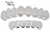 Grillz 8 Teeth Top 6 Bottom Silver Plated w/Molds Joker Caps Mouth Hip Hop Grill