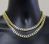 2pc Choker Set Cuban Link Chain 7mm 14k Gold Plated Hip Hop 16" 18" Necklaces