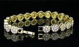 1 Row Cluster 14k Gold Plated Hip Hop Tennis Luxury CZ Bracelet