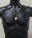 Iced CZ Jesus Pendant Hip Hop Fashion 14k Gold Plated w/ 24" Rope Chain