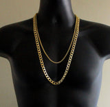 2pc Set 24" 30" Cuban/Franco Chains 14k Gold Plated Hip Hop Necklaces