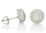 Dome 10mm Silver Plated Cz Screw On Stud Earrings