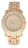 Mens 14k Rose Gold Plated Iced Cubic Zirconia Hip Hop Rapper Watch
