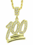 Emoji 100 Iced Cz 14k Gold Plated 24" Rope Necklace