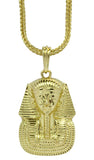 Pharaoh King Tut 14k Gold Plated Egyptian 24" Franco Pendant Chain Set
