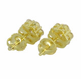 Cluster Studs 14k Gold Plated Cz Iced Screw Back HipHop Earrings