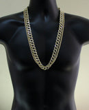Iced 2pc Chain Set 14k Gold Plated 1 Row Cuban Link Cz Necklaces