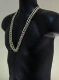 Iced 2pc Chain Set 14k Gold Plated 1 Row Cuban Link Cz Necklaces