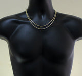 2pc Choker Set 14k Gold Plated 3mm Rope Chains 16" 18"