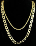 2pc Set 24" 30" Cuban/Franco Chains 14k Gold Plated Necklaces